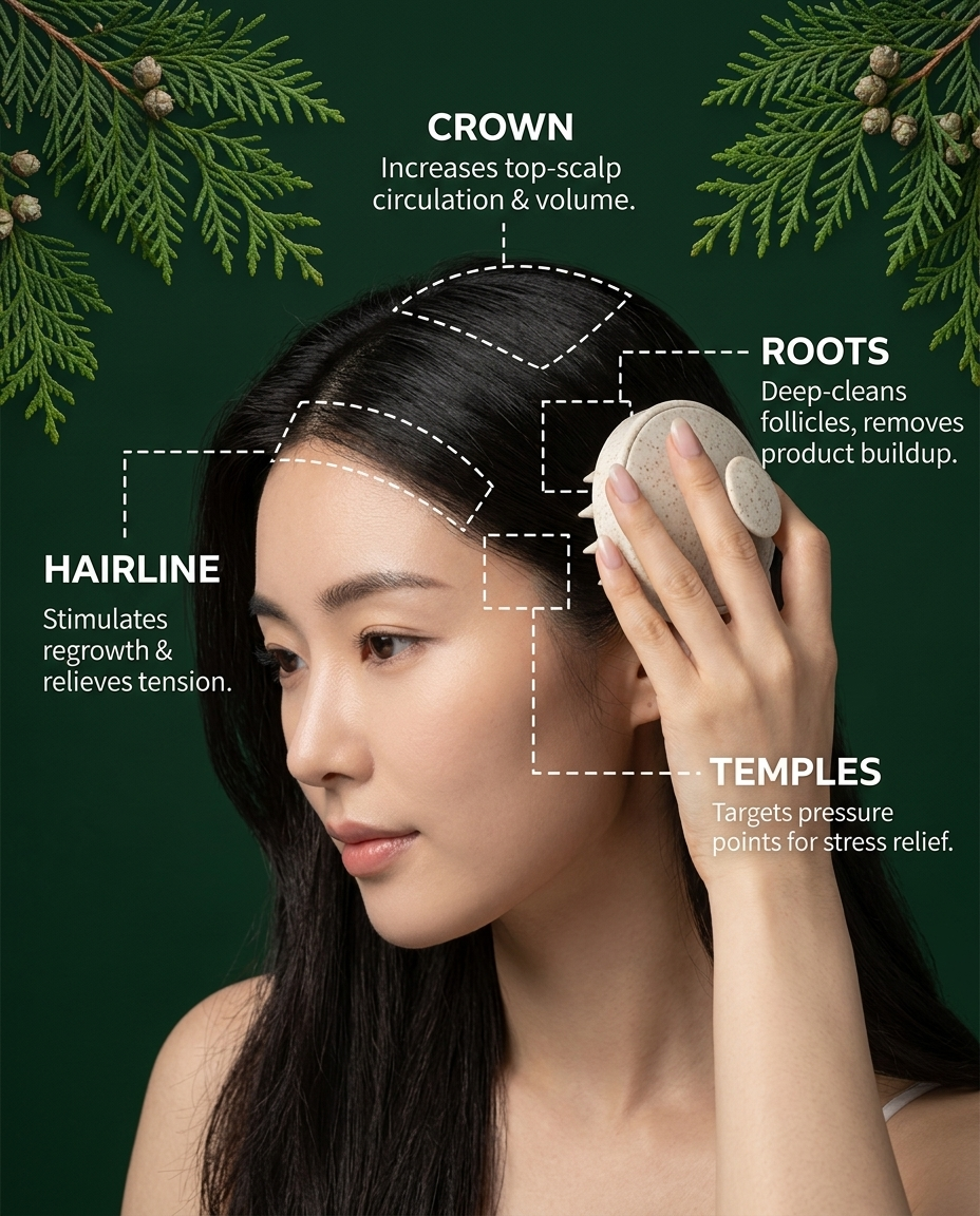 Scalp Stimulator - Botanical Massage Brush